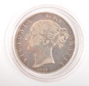19TH CENTURY VICTORIAN 1847 SILVER CROWN COIN