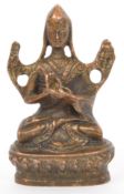 19TH CENTURY COPPER TIBETAN TARA SEATED BUDDHA FIGURE