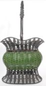 MID CENTURY METAL LEAF DECORATED TWIN WINE BOTTLE CARRIER