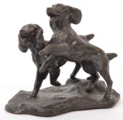 20TH CENTURY HEREDITIES BRONZE FIGURINE OF TWO DOGS