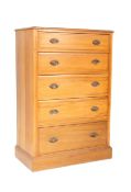 EDWARDIAN ARTS & CRAFTS SATIN WALNUT CHEST OF DRAWERS