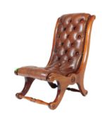 VICTORIAN LEATHER CHESTERFIELD NURSING / SLIPPER CHAIR