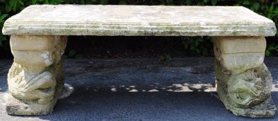20TH CENTURY STONE GARDEN BENCH - MALTESE DOLPHINS
