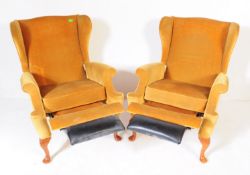 PAIR OF RETRO MID CENTURY VELVET PARKER KNOLL ARMCHAIRS
