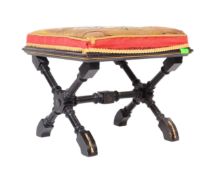 19TH CENTURY AESTHETICISM EBONISED UPHOLSTERED PIANO STOOL