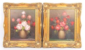 PAIR OF VINTAGE OIL ON CANVAS FLORAL PAINTINGS BY S.SIMPSON