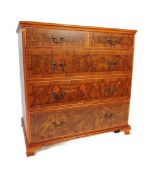 QUEEN ANNE REVIVAL BURR WALNUT FAUX CHEST OF DRAWERS