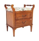 EDWARDIAN MAHOGANY PIANO STOOL WITH MUSIC DRAWERS