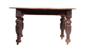 19TH CENTURY VICTORIAN OAK WIND OUT DINING TABLE