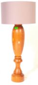 RETRO VINTAGE 1970S CARVED AND TURNED PINE DESK TABLE LAMP