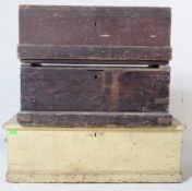 THREE EARLY 20TH CENTURY WOODEN CARPENTERS TRUNKS