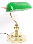 VINTAGE 20TH CENTURY GILT METAL & GLASS BANKER'S STYLE LAMP