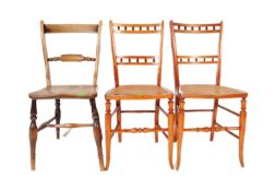 THREE MID 20TH CENTURY OAK & MAHOGANY DINING CHAIRS