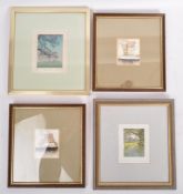 FOUR 20TH CENTURY HAND COLOURED ETCHINGS - MARY GEORGE