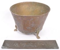 19TH CENTURY METAL PAD FOOT PLANTER & WALL PLAQUE