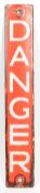 RETRO MID CENTURY ENAMELLED METAL DANGER SIGN