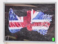 LATE 20TH CENTURY ABSTRACT ACRYLIC QUEEN ELIZABETH II PAINTING