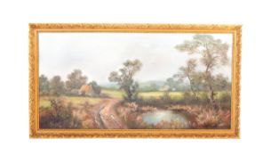 LARGE LATE 20TH CENTURY OIL ON CANVAS COUNTRY SCENE PAINTING