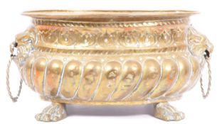 19TH CENTURY VICTORIAN BRASS LION HEAD PLANTER