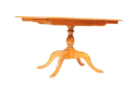 MID CENTURY ELM PEDESTAL DINING TABLE