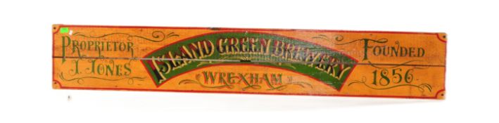 WOODEN PAINTED ADVERTISING SIGN - ISLAND GREEN BREWERY