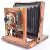 19TH CENTURY MAHOGANY FOLDING BELLOWS CAMERA