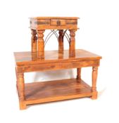 TWO 20TH CENTURY MEXICAN PINE OCCASIONAL TABLES