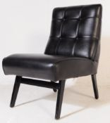 BRITISH MODERN DESIGN - MID CENTURY BLACK VINYL LOUNGE CHAIR