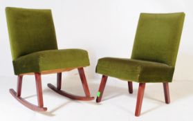 MID CENTURY LOUNGE ROCKING CHAIR AND LADIES CHAIR