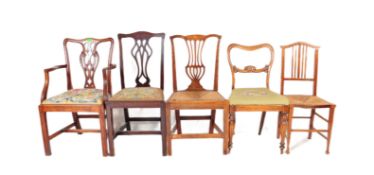 SET OF FIVE VICTORIAN 19TH CENTURY KITCHEN DINING CHAIRS