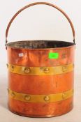 VICTORIAN 19TH CENTURY COPPER & BRASS COAL BUCKET
