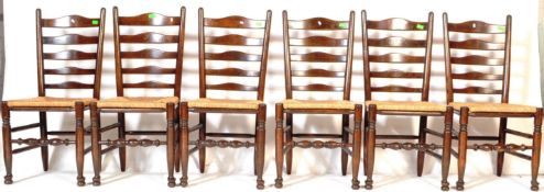 SIX EARLY 20TH CENTURY LADDERBACK DINING CHAIRS