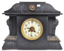 19TH CENTURY VICTORIAN SLATE MANTEL 8-DAY CLOCK