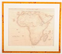 VINTAGE 20TH CENTURY FRAMED & GLAZED AFRICAN MAP