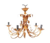 20TH CENTURY FLORENTINE STYLE GILT METAL CHANDELIER