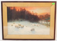 A LARGE FRAMED COLOUR PRINT BY JOSEPH FARQUHARSON