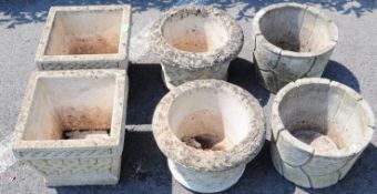 ASSORTED COLLECTION OF COMPOSITE STONE & GRANITE PLANTERS