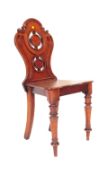 19TH CENTURY VICTORIAN CARVED MAHOGANY HALL CHAIR