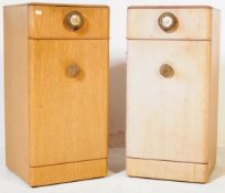 PAIR OF POST WAR ART DECO LIMED OAK BEDSIDE CABINETS