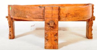 INDIAN RUSTIC HARDWOOD HALF CARTWHEEL COFFEE - SIDE TABLE