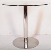 CONTEMPORARY GLASS & CHROME PEDESTAL CAFE DINING TABLE