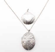 HALLMARKED SILVER LOCKET PENDANT NECKLACE & 925 SHELL PENDANT