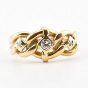 HALLMARKED 18CT GOLD & DIAMOND KNOT RING