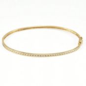 VINTAGE 9CT GOLD & WHITE STONE BANGLE BRACELET