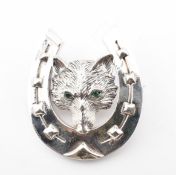 STERLING SILVER HORSESHOE & FOX BROOCH PIN