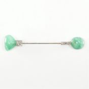 CHAUMET ART DECO EMERALD & DIAMOND JABOT PIN