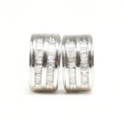 PAIR 14CT WHITE GOLD & DIAMOND HOOP EARRINGS