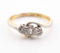 18CT GOLD PLATINUM & DIAMOND THREE STONE RING