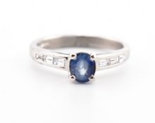 HALLMARKED SAPPHIRE & DIAMOND SOLITAIRE RING