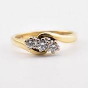 HALLMARKED 18CT GOLD & DIAMOND CROSSOVER RING